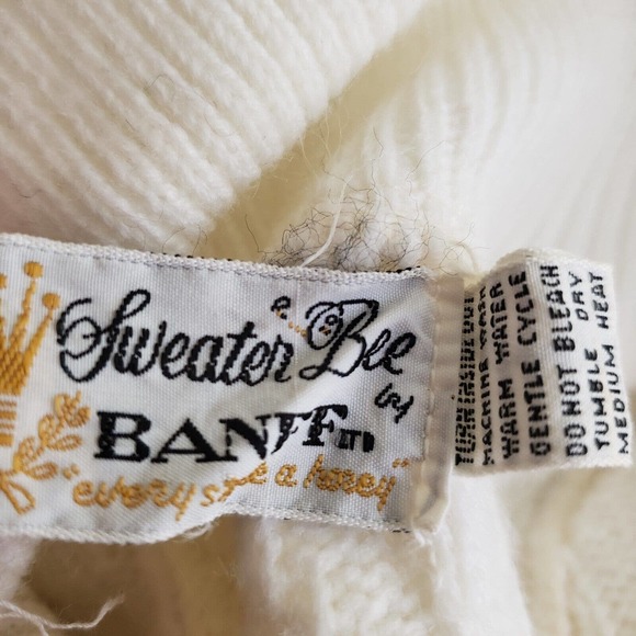 Vintage Sweater Bee by BANFF Knit Crochet Fringe Sweater Cape Poncho Womens MCM - Picture 6 of 8
